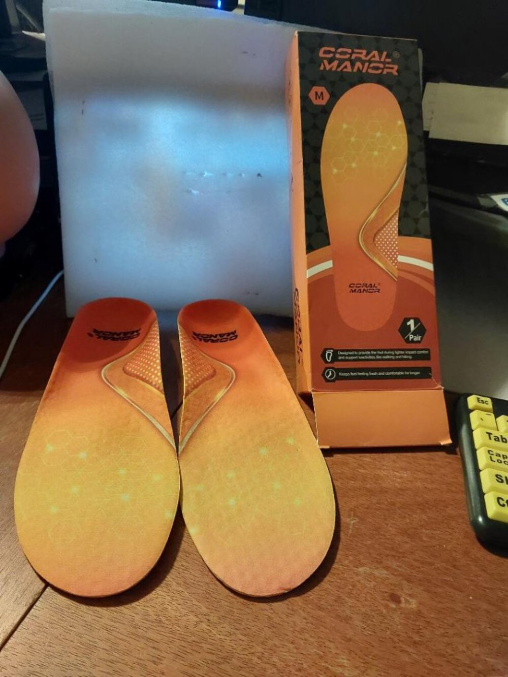 CORALMANOR Poron Insoles Arch Support Orthotic Insert Plantar Fasciitis Size M